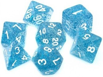 Komplet kości REBEL RPG - Brokatowe - Niebieskie