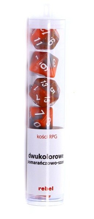 Komplet kości REBEL RPG - Dwukolorowe - Pomarańczowo-szare