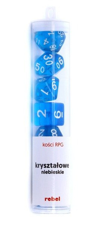Komplet kości REBEL RPG - Kryształowe - Niebieskie