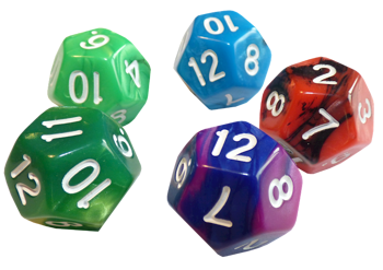 Kości REBEL perłowa 20 ścian - Cyfry