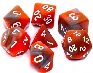 Komplet kości REBEL RPG - Dwukolorowe - Pomarańczowo-szare