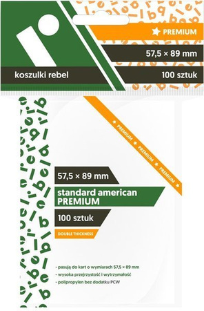 Koszulki na karty Rebel (57,5x89 mm) \"Standard American Premium\", 100 sztuk