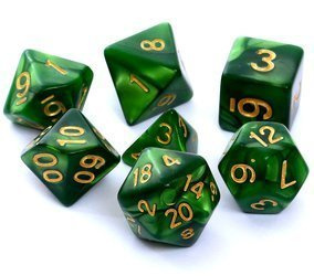 Komplet kości REBEL RPG - Perłowe - Zielone