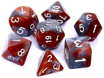 Komplet kości REBEL RPG - Dwukolorowe - Brązowo-szare