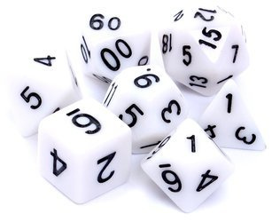 Komplet kości REBEL RPG - Matowe - Białe