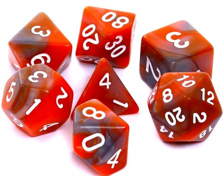 Komplet kości REBEL RPG - Dwukolorowe - Pomarańczowo-szare