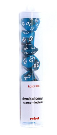 Komplet kości REBEL RPG - Dwukolorowe - Czarno-niebieskie