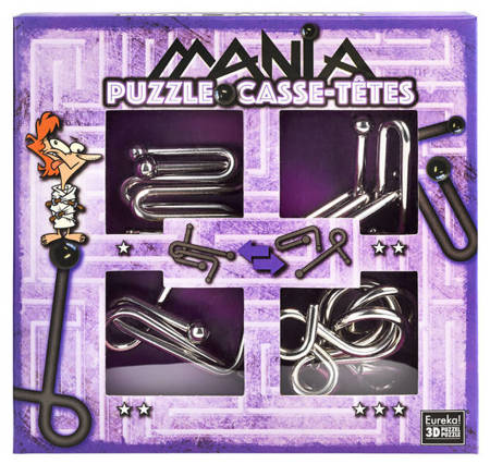 Łamigłówki Puzzle Mania 4 szt. zestaw fioletowy